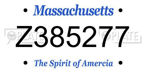 Z385277 Massachusetts License Plate