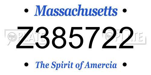 Z385722 Massachusetts License Plate