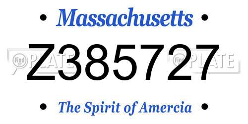 Z385727 Massachusetts License Plate