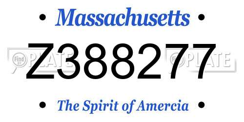 Z388277 Massachusetts License Plate