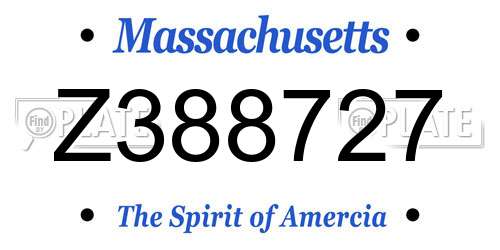 Z388727 Massachusetts License Plate