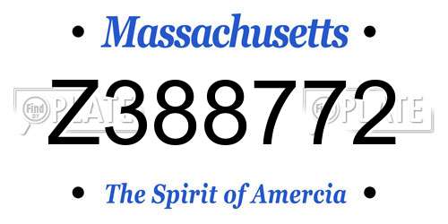 Z388772 Massachusetts License Plate