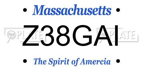 Z38GAI Massachusetts License Plate