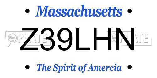 Z39LHN Massachusetts License Plate