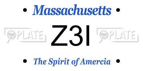 Z3I Massachusetts License Plate