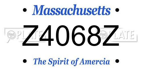 Z4068Z Massachusetts License Plate