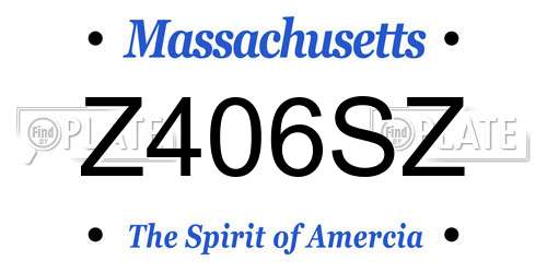 Z406SZ Massachusetts License Plate