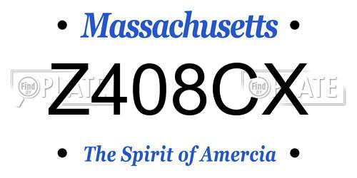 Z408CX Massachusetts License Plate