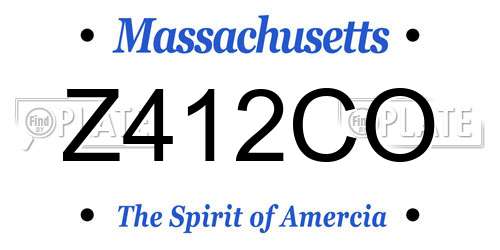 Z412CO Massachusetts License Plate