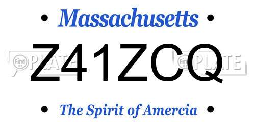 Z41ZCQ Massachusetts License Plate
