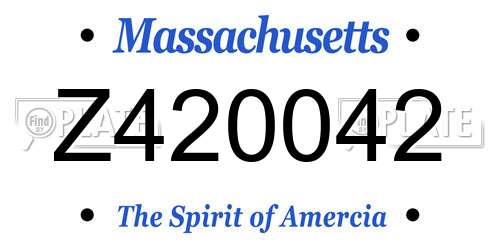 Z420042 Massachusetts License Plate