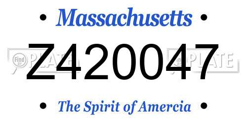 Z420047 Massachusetts License Plate