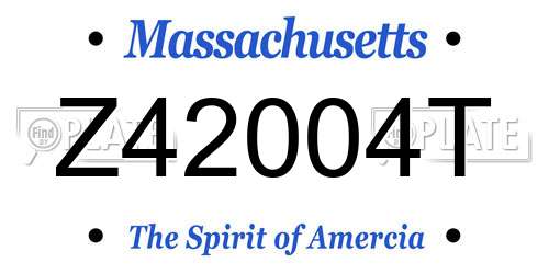 Z42004T Massachusetts License Plate
