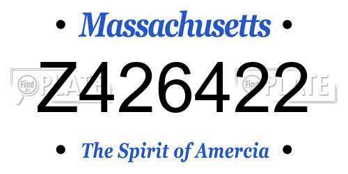 Z426422 Massachusetts License Plate