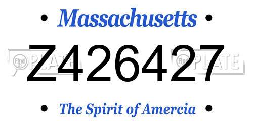 Z426427 Massachusetts License Plate