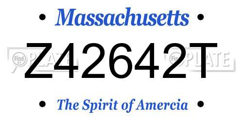 Z42642T Massachusetts License Plate