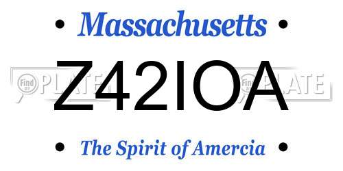 Z42IOA Massachusetts License Plate
