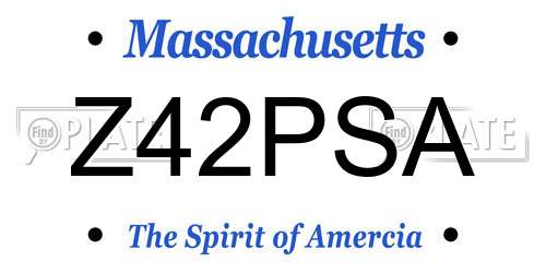 Z42PSA Massachusetts License Plate