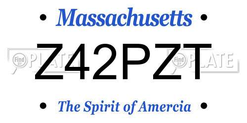 Z42PZT Massachusetts License Plate