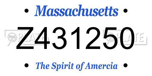 Z431250 Massachusetts License Plate