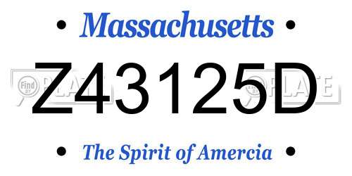 Z43125D Massachusetts License Plate