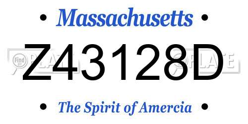Z43128D Massachusetts License Plate