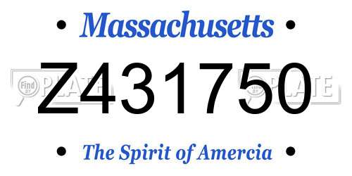 Z431750 Massachusetts License Plate