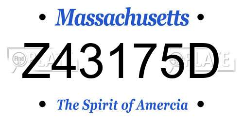 Z43175D Massachusetts License Plate