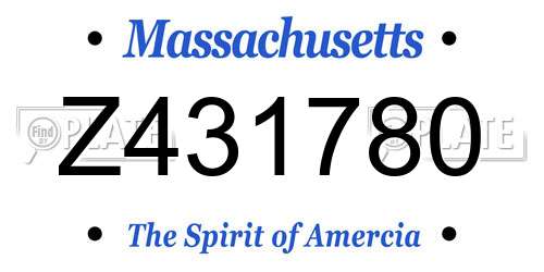 Z431780 Massachusetts License Plate
