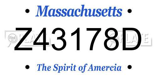 Z43178D Massachusetts License Plate