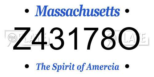 Z43178O Massachusetts License Plate