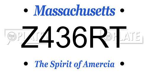 Z436RT Massachusetts License Plate