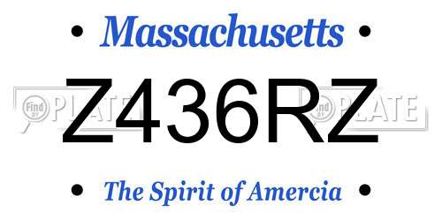 Z436RZ Massachusetts License Plate