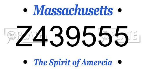 Z439555 Massachusetts License Plate