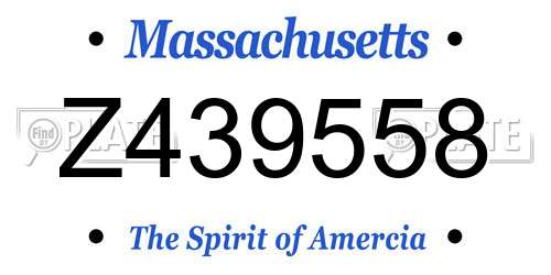 Z439558 Massachusetts License Plate