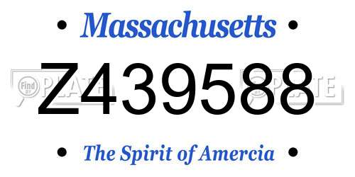 Z439588 Massachusetts License Plate