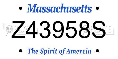 Z43958S Massachusetts License Plate