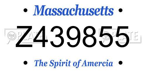 Z439855 Massachusetts License Plate