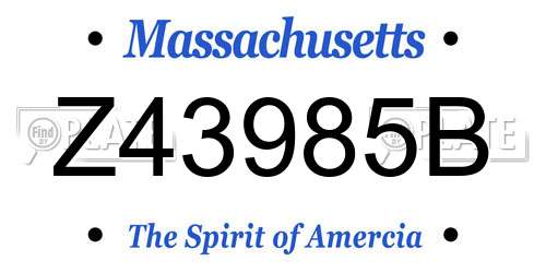 Z43985B Massachusetts License Plate