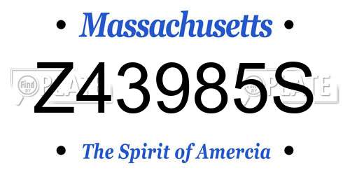 Z43985S Massachusetts License Plate