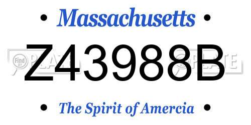 Z43988B Massachusetts License Plate