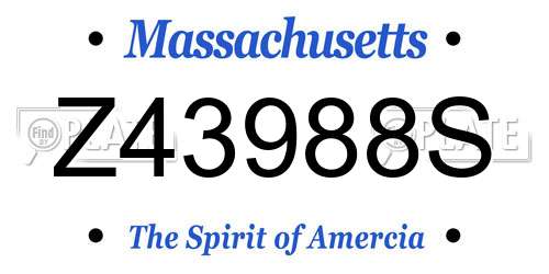 Z43988S Massachusetts License Plate