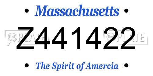 Z441422 Massachusetts License Plate