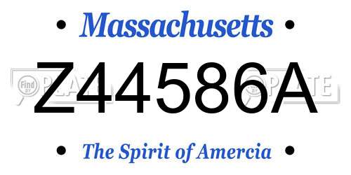 Z44586A Massachusetts License Plate