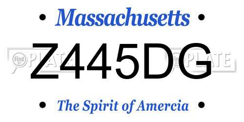 Z445DG Massachusetts License Plate