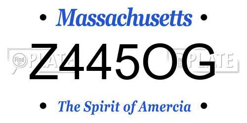 Z445OG Massachusetts License Plate