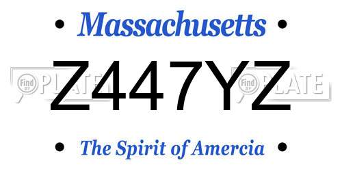 Z447YZ Massachusetts License Plate