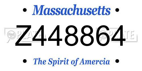Z448864 Massachusetts License Plate