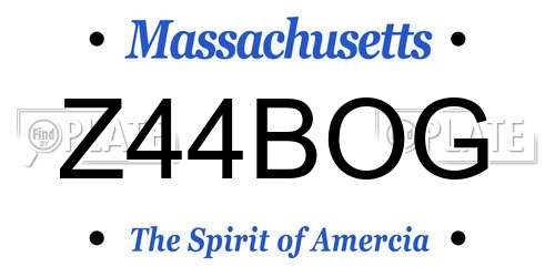 Z44BOG Massachusetts License Plate