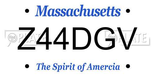 Z44DGV Massachusetts License Plate